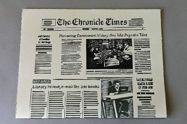 two sided linoleum cut newspaper