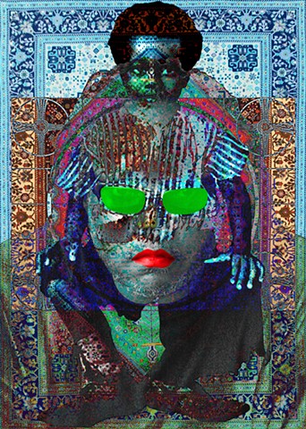 Op/Pop Art that uses language, symbols,color & photos to discuss issues of identity and memory.