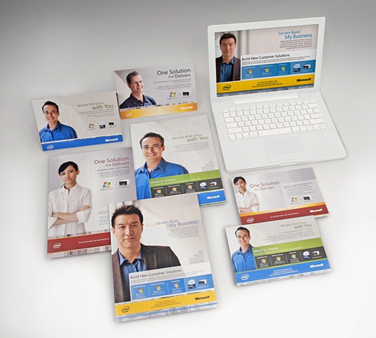 Photograph of Microsoft-Intel campaign for The New Group's portfolio Role: Photoshoot of work, design production of email template and print ads