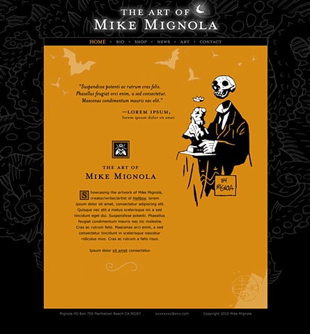 Homepage Design and Art Direction for original Art of Mike Mignola.com