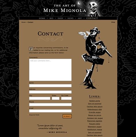 Subpage - Contact Design and Art Direction of original Art of Mike Mignola.com