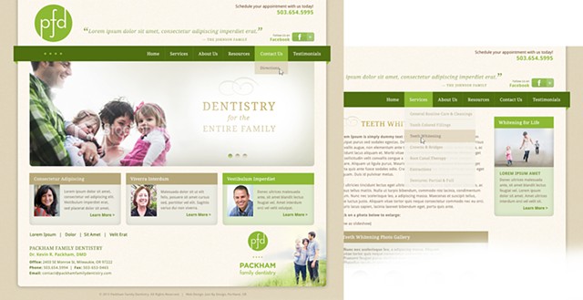 Packham Family Dentistry for JustByDesign Logo and website design comp