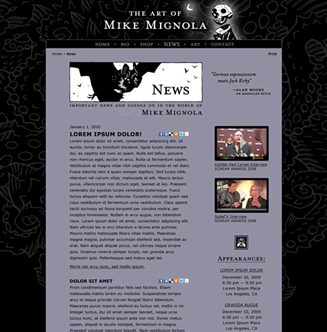 Subpage - News Design and Art Direction of original Art of Mike Mignola.com