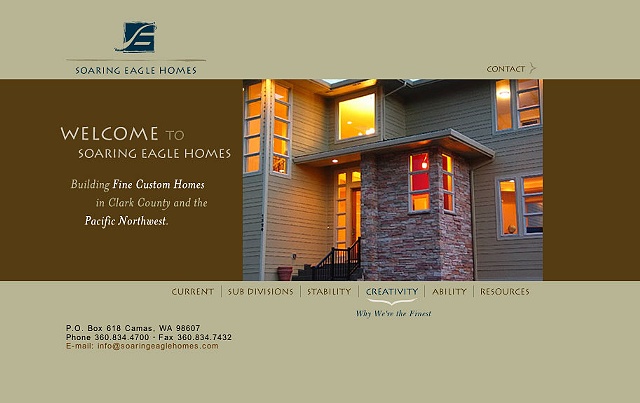 Soaring Eagle Homes Design and Art Direction of website