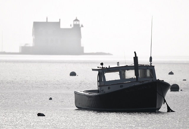 Lobster Boat and Breakwater Lighthouse