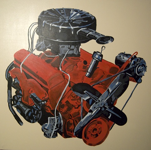 Red Corvette V8 Engine
