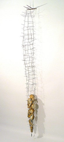 wire steel sculpture leather
