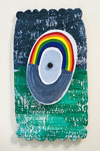 Interactive by way of spinning, rainbow rotates is painted in oil.