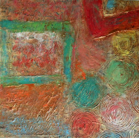 abstract, encausting on canvas, fine art, hope, field, landscape, original painting