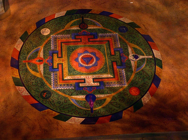 Scenic painting: Mandala/ floor treatment.