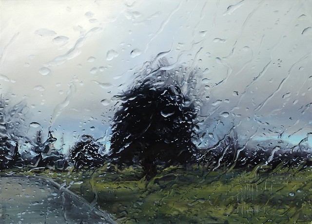 Rainy Park oil painting