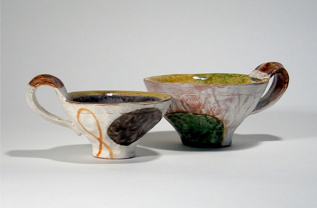 functional ceramics, cups, painted forms