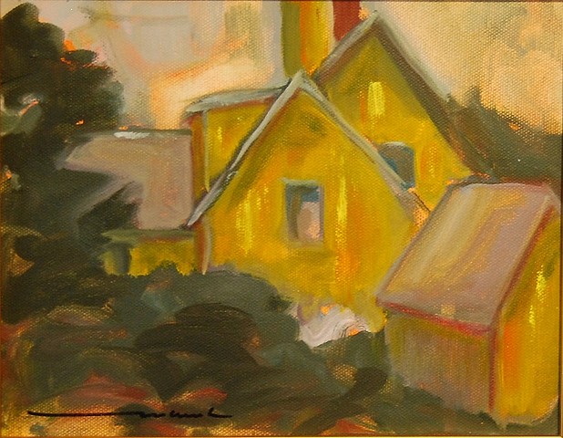 yellow farmhouse oil on canvas 8x10
