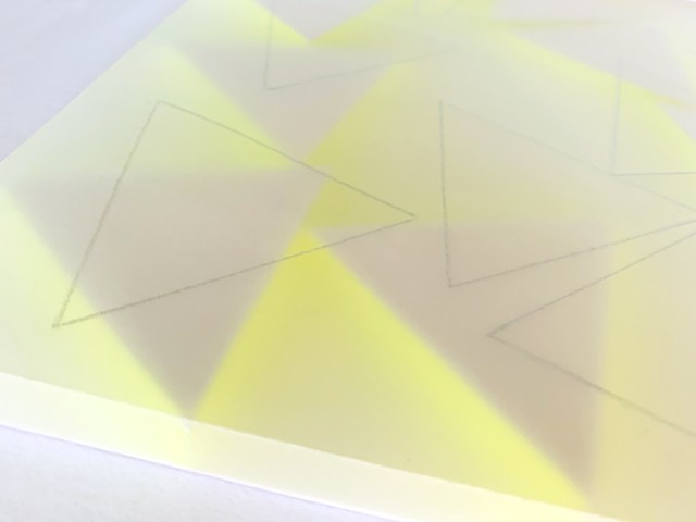 Courtesy of Galerie Pugliese Levi | 9 White Triangles Traced (with neon yellow). Detail