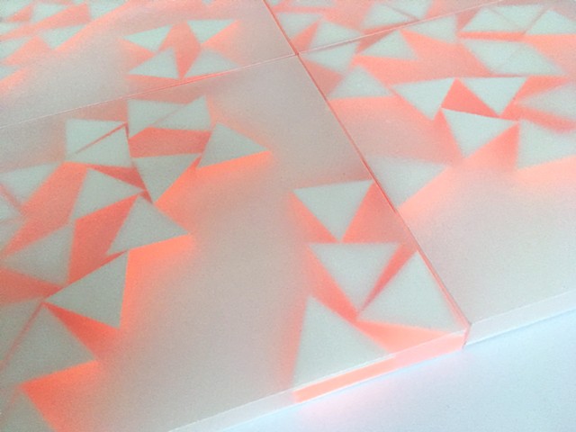 Courtesy of Galerie Pugliese Levi | 21 Triangles (with neon orange). Detail