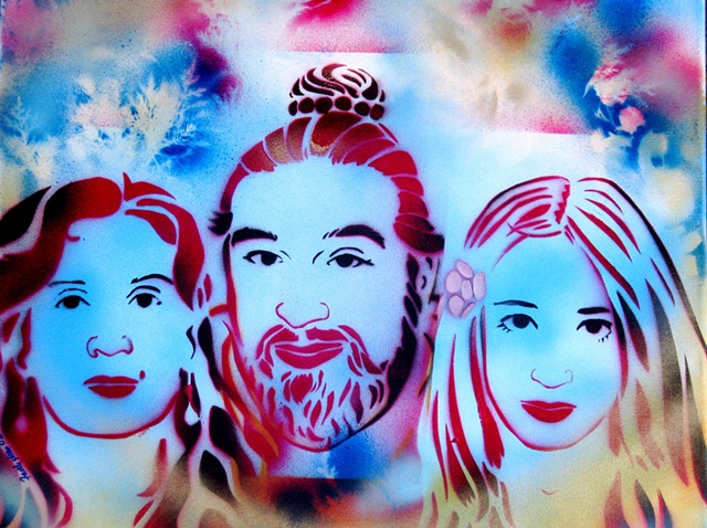 Baba, Faith and Tara stencil