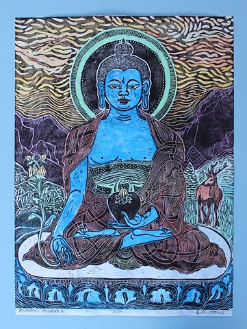 #Medicine Buddha, Moku Hanga, #Faithstoneart, #DrawingBuddhasand Bodhisattvas