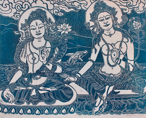 Two Taras, Green Tara and White Tara, Goddess of compassion #faithstoneart