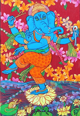 Ganesha, Dancing Ganesha Contemporary Hindu and Buddhist art, faitstoneart, 