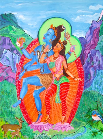 Shiva and parvati, Eldorado Canyon, contemporary hindu and buddhist art, drawing buddhas and boddhisatvas