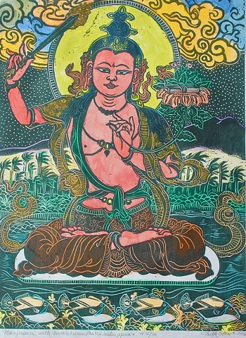 Manjusuri, Bodhisattva of wisdom and compassion, #FaithStoneArt, Buddhist Art, 