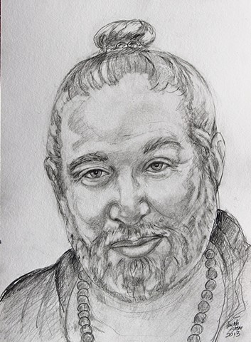 Portrait Babaji, pencil on paper, faithstoneart