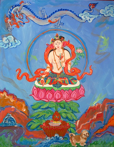 Thangka painting, White Tara, Faith stone art, faithstoneart, Contemporary Buddhist and Hindu art