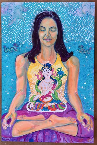 Devi, Goddess, White Tara, Meditation Portrait, Contemporary Goddess, meditation