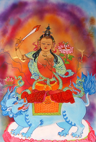 Thangka painting, Manjusuri, Faith stone art, faithstoneart, Contemporary Buddhist and Hindu art