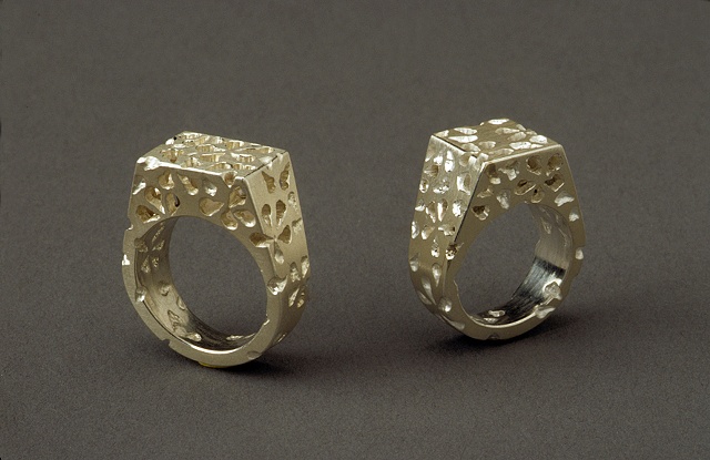 sterling rings with floral lace pattern