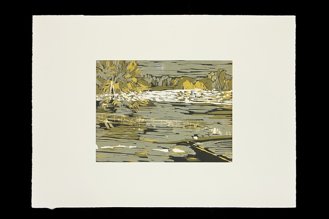 yellows and greens, river landscape