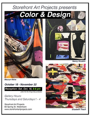 "Color and Design", Storefront Art Projects, Watertown, MA, Oct. 18-Nov. 22, 2025
