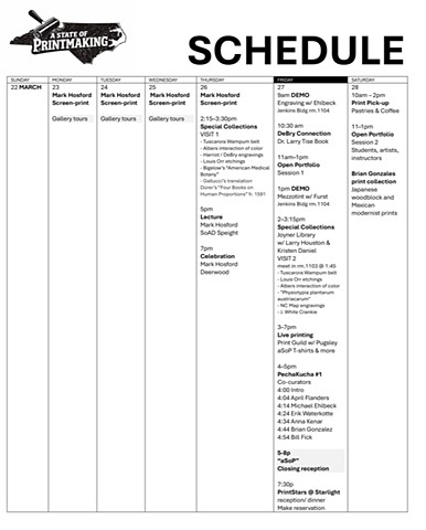 a State of Printmaking Schedule