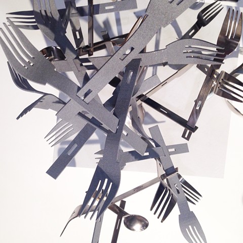 'Playware Cutlery' sculpture installation at Toronto's Interior Design Show IDS