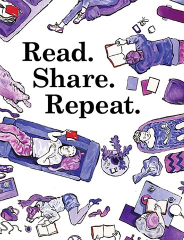 Read. Share. Repeat. Feature illustration for City Arts Magazine. 