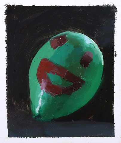 oil painting balloon portrait figurative art green small 