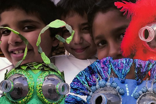 Qatari Children with the "Eco-Geckos"