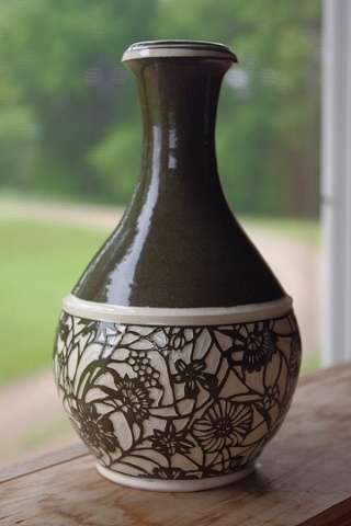 Bottle Vase with Flowers