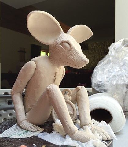 One of my early themes, the mouse marionette in porcelain.