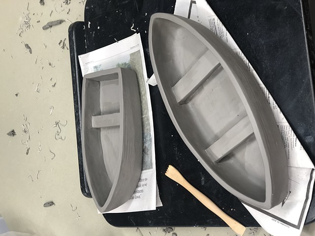 Making more boats for clay figures.