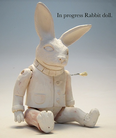 Rabbit doll sculpture in progress.