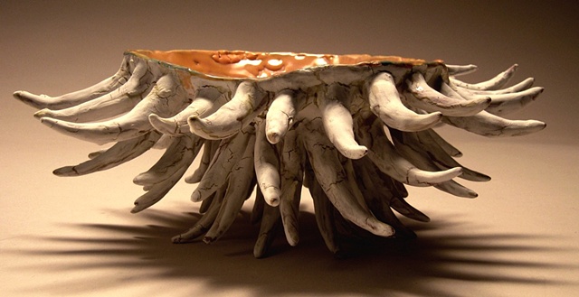 Thorny Vessel with crawling interior glaze.