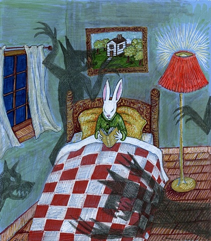 Rabbit reading.