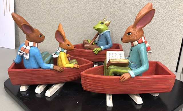 Just painted and applied a satin sealant to these whimsical boat sculptures.