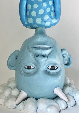 Cloud boy.  Ceramic, polymer clay, and acrylic16 x 6 x 5”