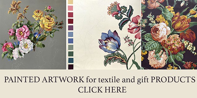 Hand painted art for home textiles, wallpaper, dinnerware and gifts