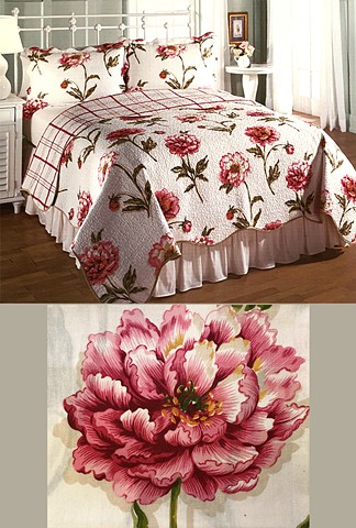 Peony printed quilted coverlet
