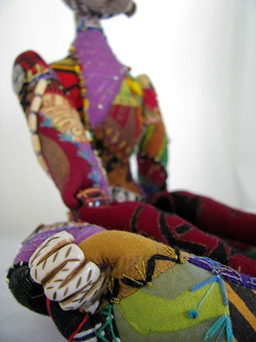 art, doll, art doll, cloth, mixed media, african, hand-made, original, crazy quilting