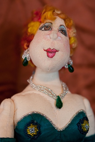 Quality hand-crafted cloth lady doll, art nouveau, erte