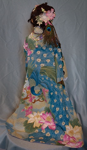 Quality, hand crafted art doll, princess, lady, peacock